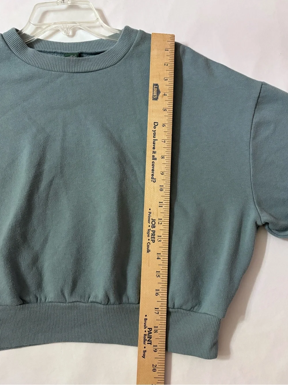 Wild Fable Target Cropped Crewneck Sweatshirt Sage Green Soft Pullover - Picture 4 of 7